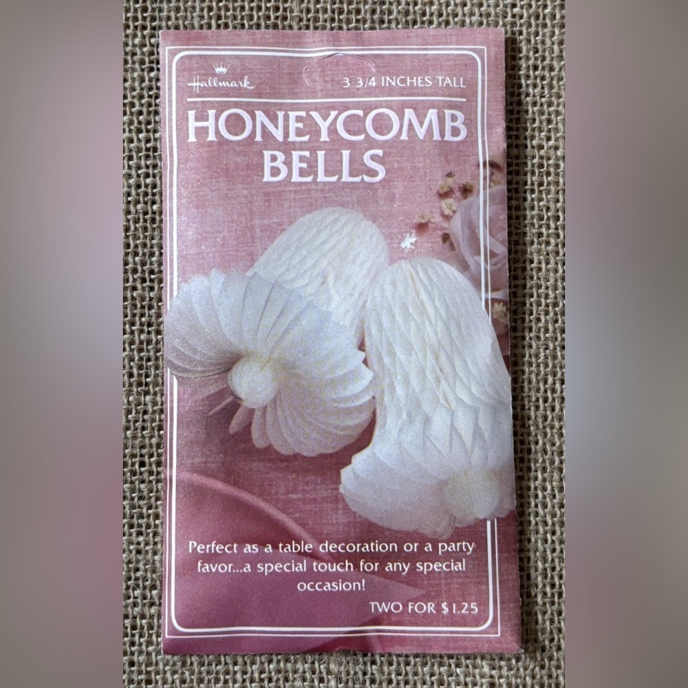Vintage Hallmark Paper Honeycomb Bell Set Of 2 New Old Stock 3 3/4 Inches Tall
